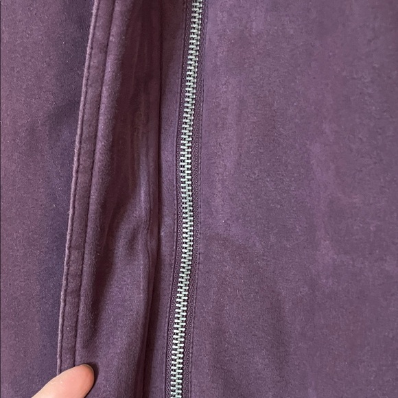 Worthington Plum Fox Fur Trim Hooded Winter Puffer Jacket - Size Medium - Picture 7 of 16